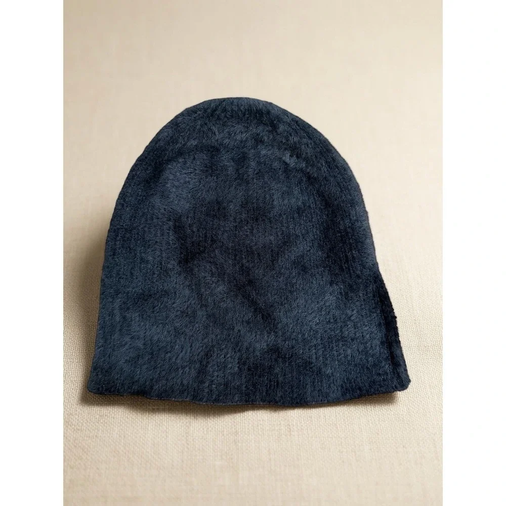Black‎ Faux Fur Beanie Hat Soft Winter Minimal